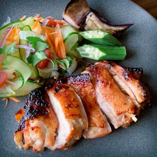 Chicken with miso mayonnais