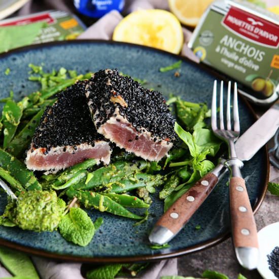 Sesame Seared Tuna with Herby Runne