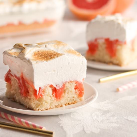 Grapefruit Meringue Poke Cake
