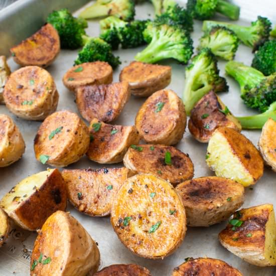 Roasted Potatoes and Broccoli with