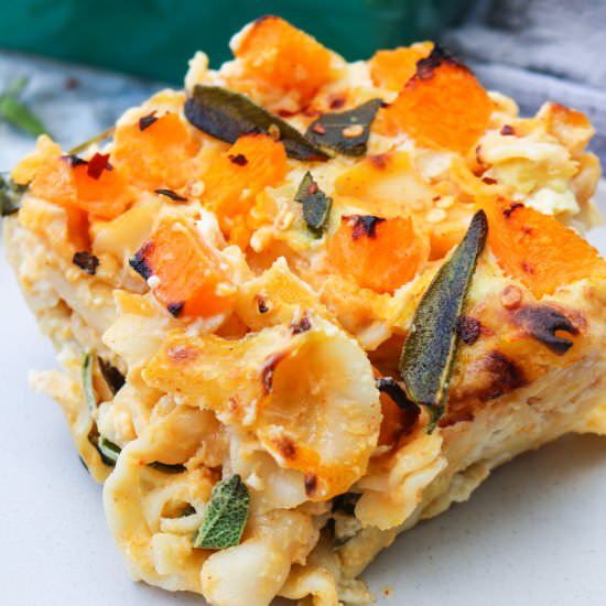 Vegan Squash and Sage Pasta Bake