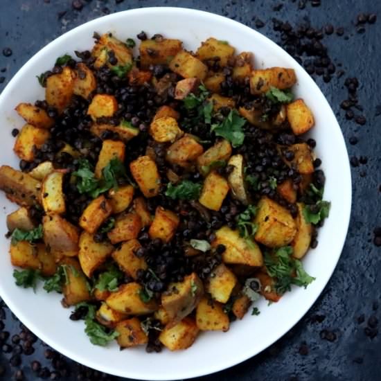 Achari Turnips with Toasted Lentils