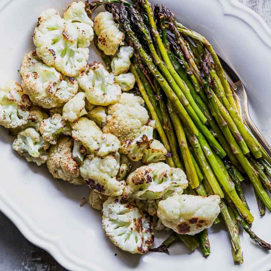 Roasted Cauliflower and Asparagus