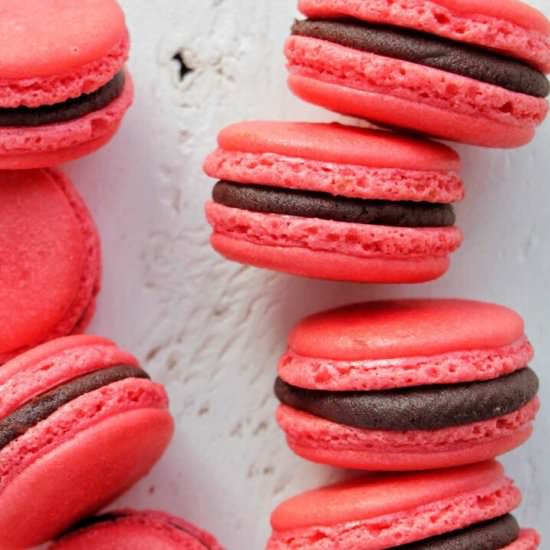 Raspberry Macarons with Ganache