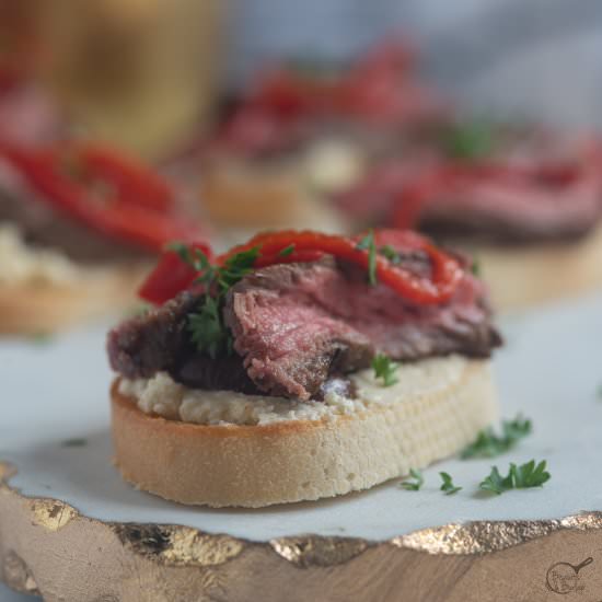 Steak Crostini (Greek Style)