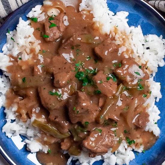Beef Tips and Rice
