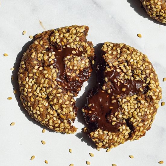 Chocolate Puddle Tahini Cookies