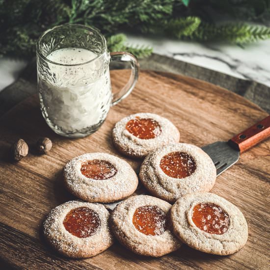 Tahini Apricot Thumbprint Cookies