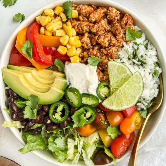 Spicy Baked Tofu Burrito Bowls