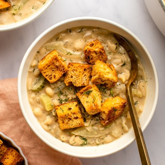 Creamy White Bean Soup with Dill