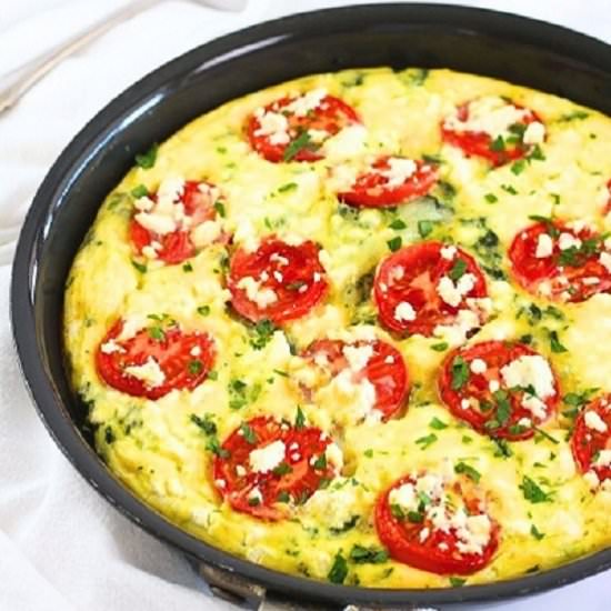 kale, tomato and feta frittata