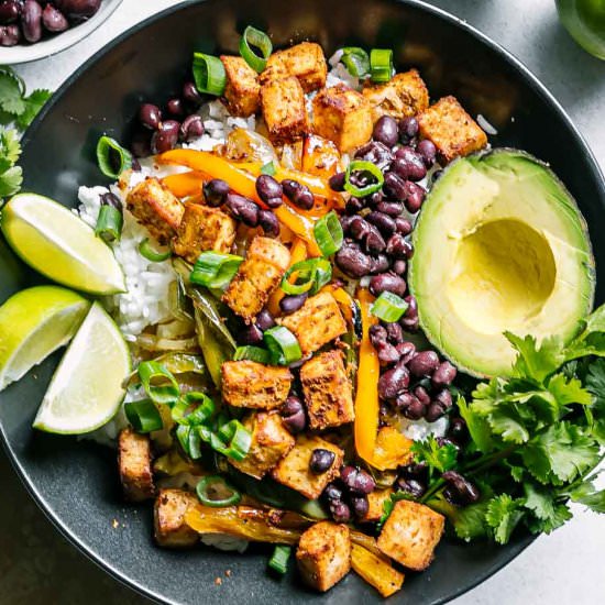 Sheet Pan Tofu Fajita Bowls