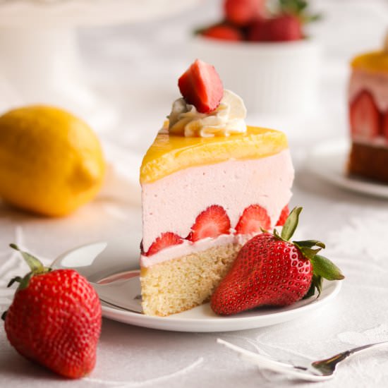 Lemon Strawberry Mousse Cake