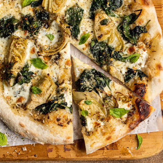 Spinach artichoke pizza