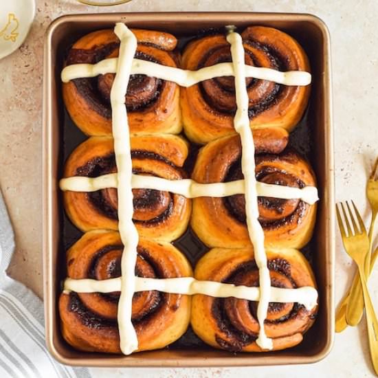 Hot Cross Cinnamon Buns