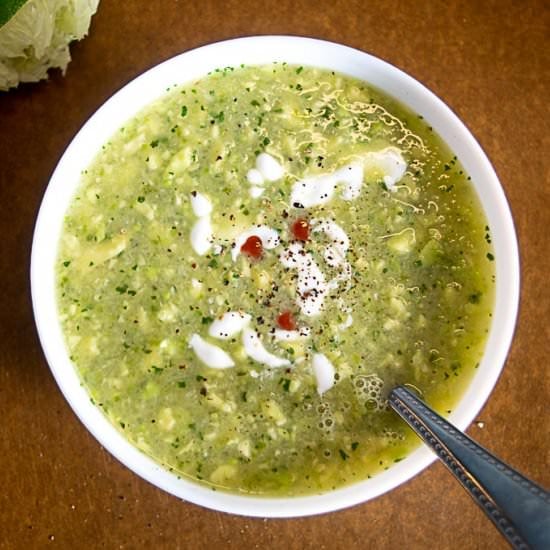 Quick Avocado Soup with Quesadillas