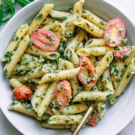 Pesto Penne with Cherry Tomatoes