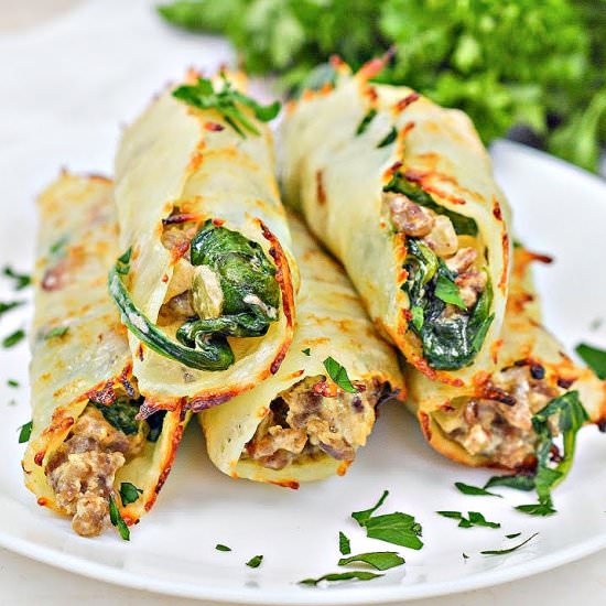 KETO SAUSAGE AND SPINACH ROLL-UPS