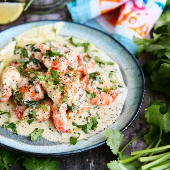 Black Tiger Prawns with Creamy Garl