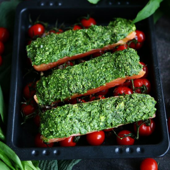 Wild Garlic Crusted Salmon