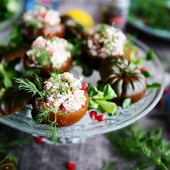 Tuna Stuffed Heirloom Tomatoes