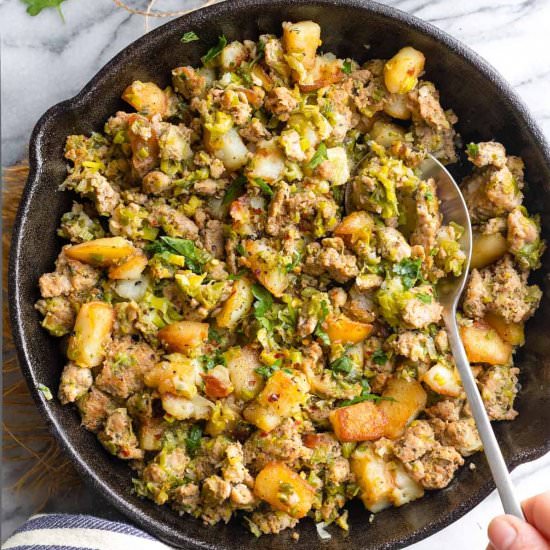Crispy Potato & Leek Turkey Hash