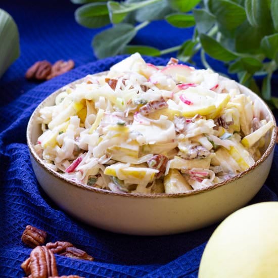 Leek, apple and radish slaw