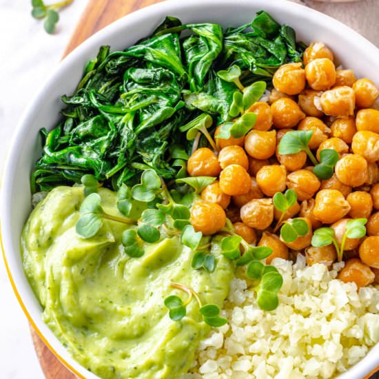 Chickpea Buddha Bowl with Spinach a