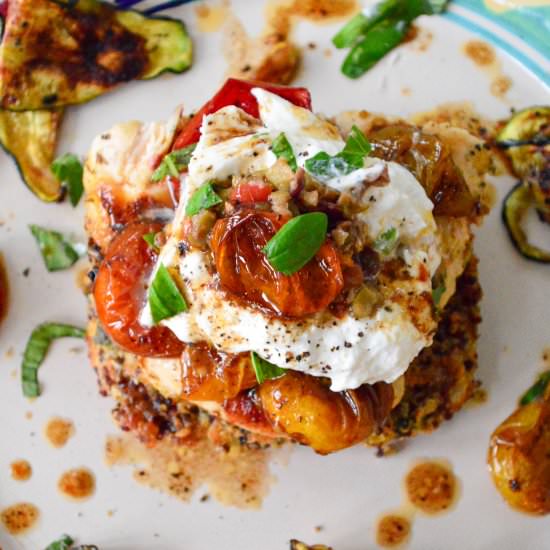 Chicken Caprese on Quinoa Cakes