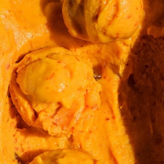 No Churn Creamy Peach Sorbet