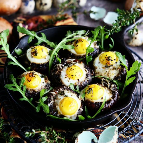 Stuffed Mushrooms with Quail Eggs