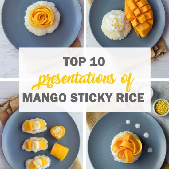Presentations of mango sticky rice