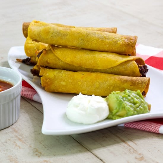 homemade air fryer beef taquitos