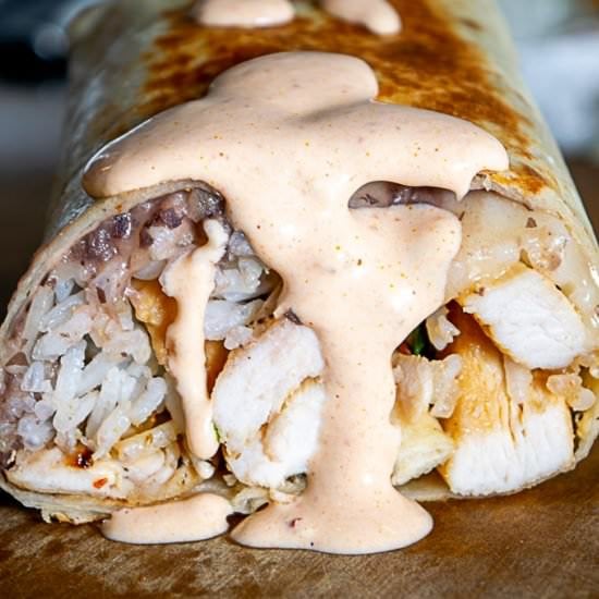 Chicken Burrito with Chipotle Crema