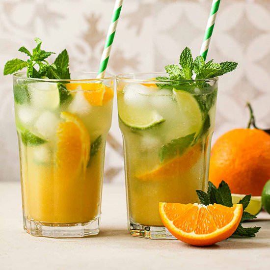 Orange Mojito Mocktail With Sprite