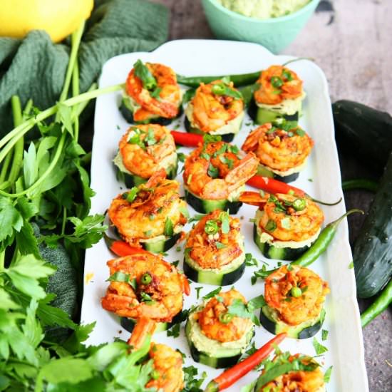 Smoked Paprika Prawns Cucumber Bite