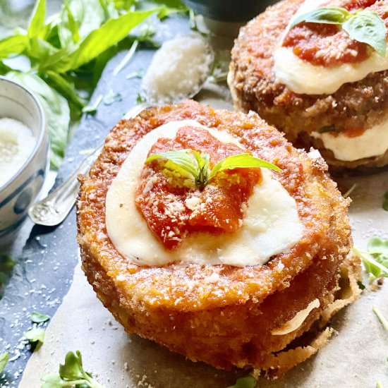 fried eggplant & tomato stacks