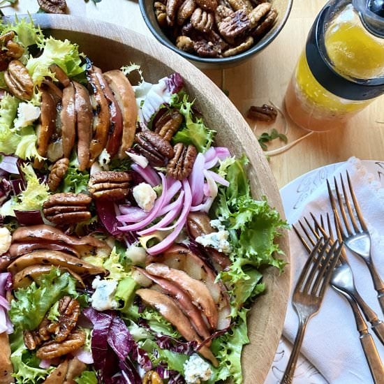 Chicory Salad with Grilled Pears