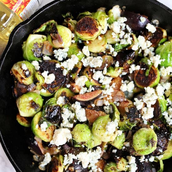 Iron Skillet Fried Brussels Sprouts