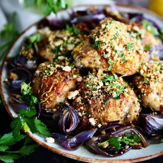 Roasted Chicken Thighs with Almond