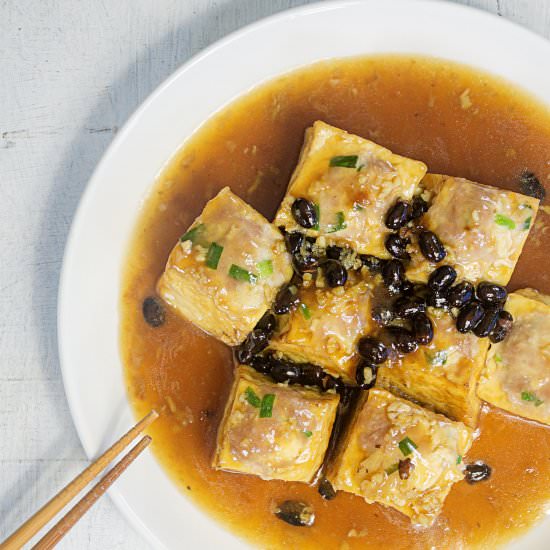 Stuffed Tofu In Black Bean Sauce