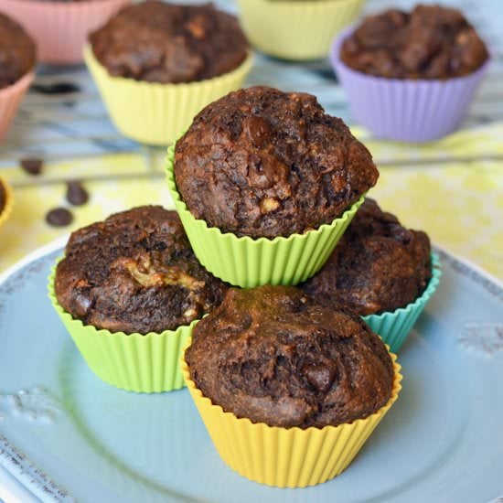 Healthy Chocolate Banana Muffins