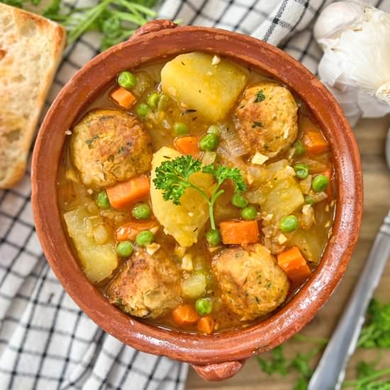 Vegetarian Meatball and Potato Stew