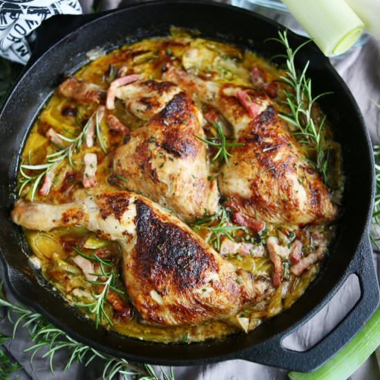 One Pan Creamy Chicken Leg Quarters
