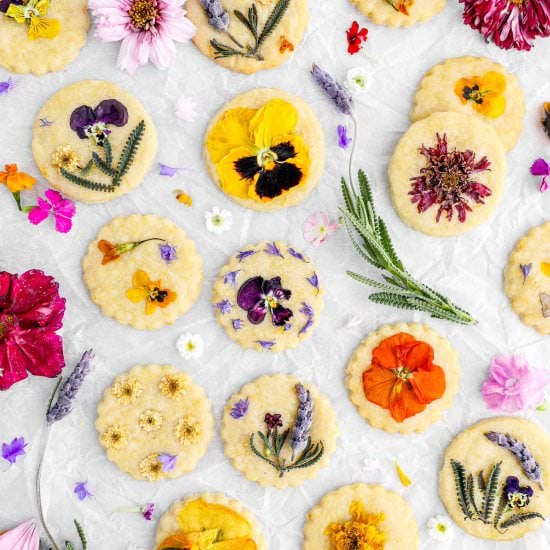 Edible Flower Shortbread Cookies