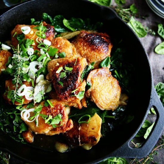 One-pan Chicken with Bay, Garlic a