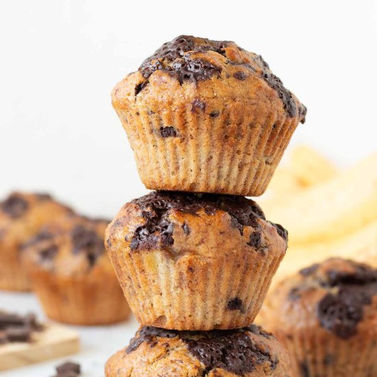 Chocolate Chunk Banana Muffins