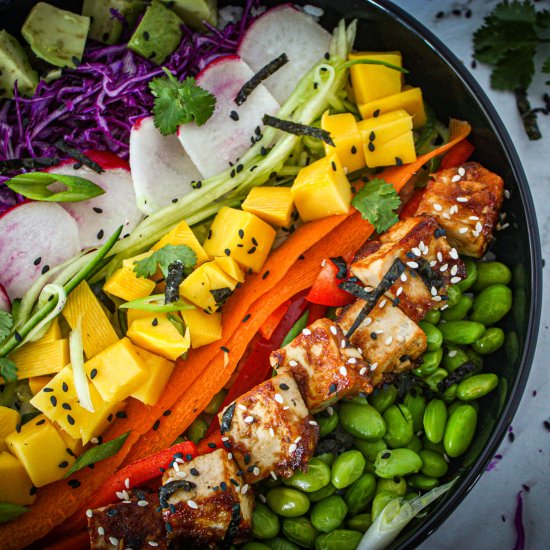 Rainbow Tofu Poke Bowl