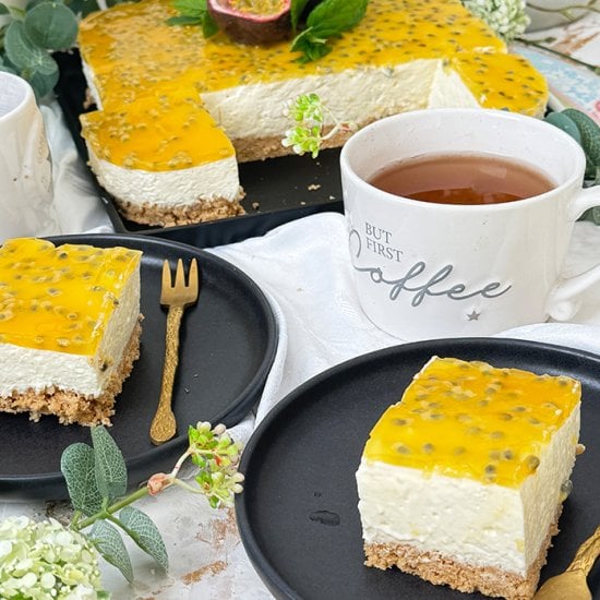 No-Bake Passion Fruit Cheesecake Feature image