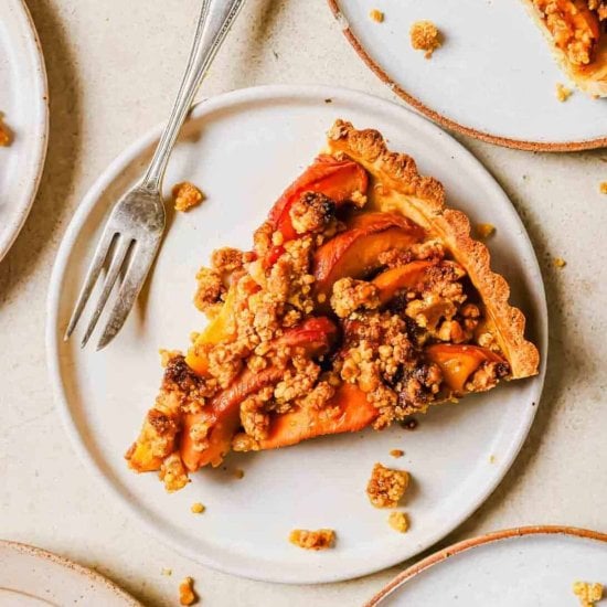 Peach Tart with Streusel Topping Feature image